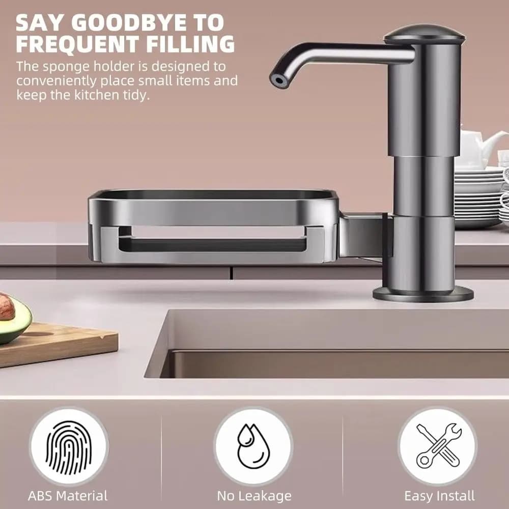 Brushed Nickel Built in Soap Dispenser Space Saving High Suction Power Soap Dispenser Pump Wear-resistance Rust-proof