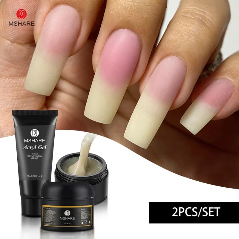 MSHARE 2 pz/set 30g/60g Acrilico Naturale Rosa Trasparente Costruttore Poly Nail Gel Estensioni UV/LED Unghie Gel