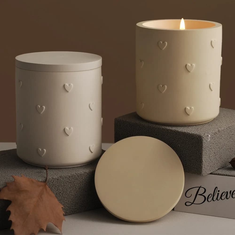 Small Heart Embossed Candle Cup Silicone Molds DIY Storage Box Gypsum Plaster Mould Flowerpot Epoxy Resin Concrete Mold Tools
