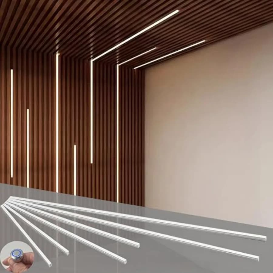 Pannello LED da Incasso per Illuminazione a Parete, Striscia Luminosa Autoadesiva per Pannelli in Legno, 4000K, Interruttore Touch, Dimmerabile, LED in Alluminio