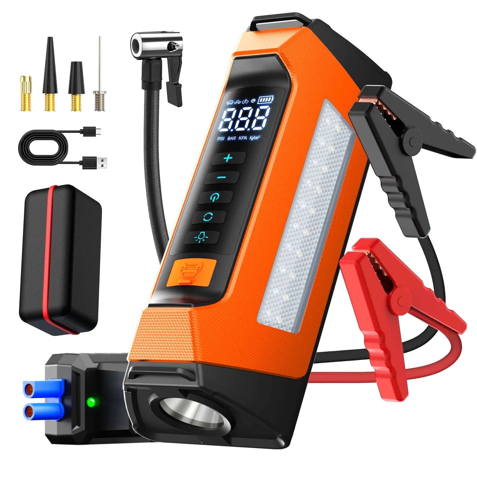 8000amp 200psi Professional Auto Jumpstarter Multifunction 12v Battery Booster Super Compressor Accumulators And Power Charger Air Pump