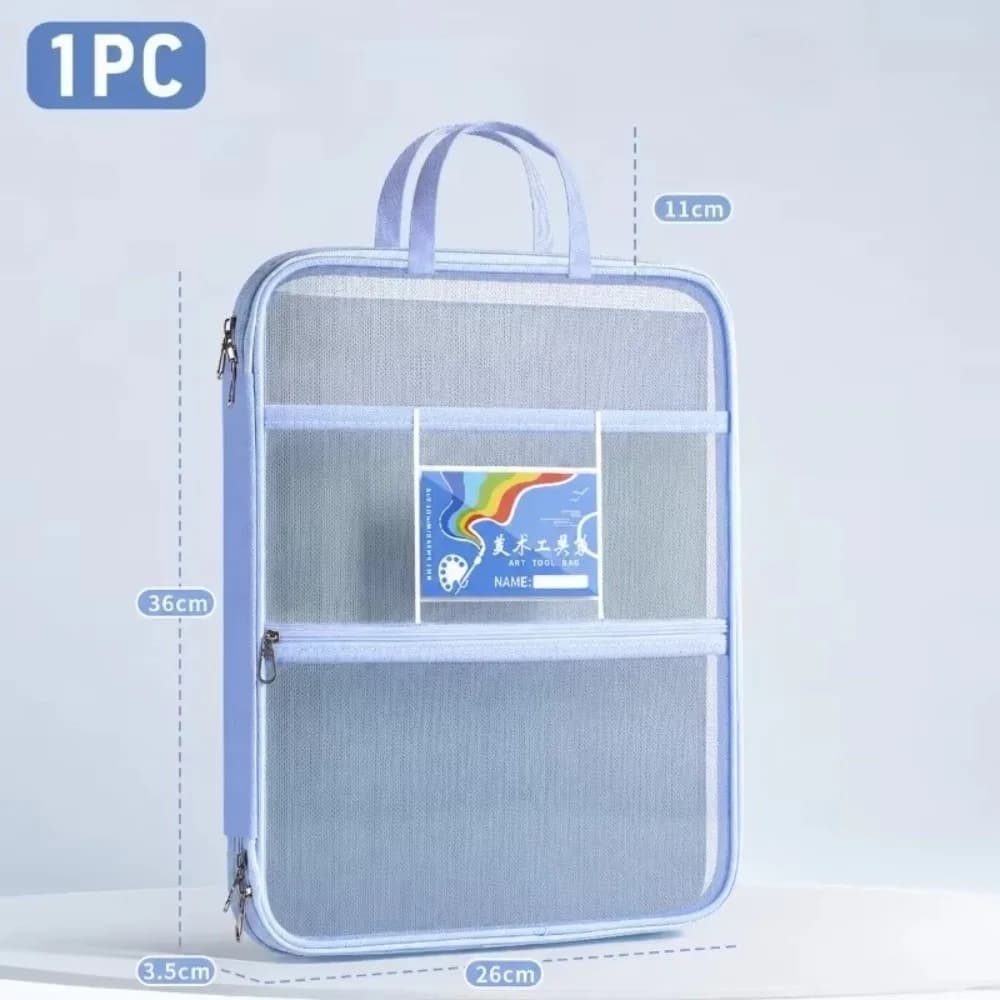 Portable A4 Document Bag Transparent Mesh Handheld Folder Large Capacity Multi-layer Paper File Pouch Paper Storage Bag