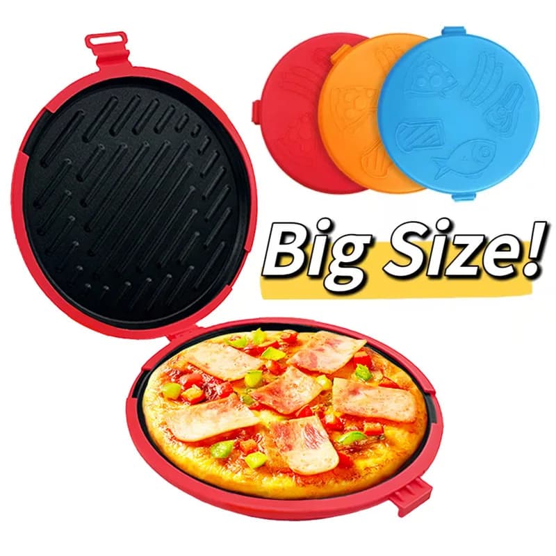 Large Microwave Pizza Baking Tray Nonstick Crisper Pan for Chicken Wings Steak Sandwich Toast Home Kitchen Use