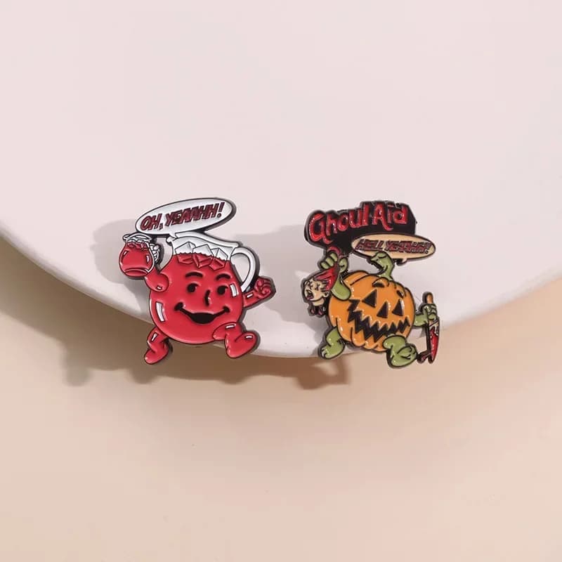Spille smaltate a forma di caffettiera e zucca, divertenti, punk, gotiche, per Halloween, accessori per zaini, distintivi da risvolto, gioielli, regalo per amici