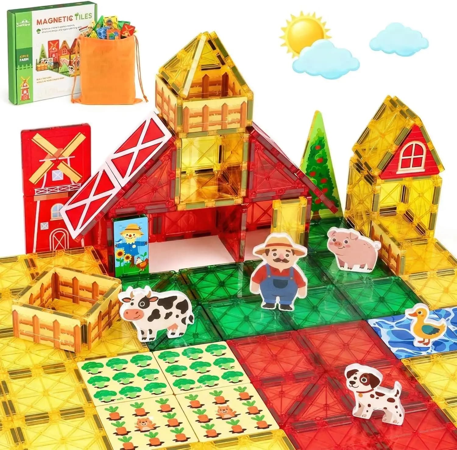 Set di 37 Pezzi di Piastrelle Magnetiche Educative STEM per Bambini e Ragazzi, Regali per Feste Natalizie