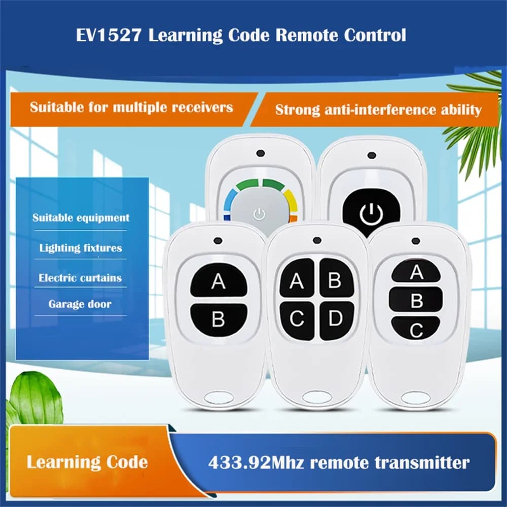 Codice di apprendimento del telecomando 433 MHz 1527 EV1527 Per cancello controller porta garage Allarme RF 433 mhz Ricevitore incluso Batteria