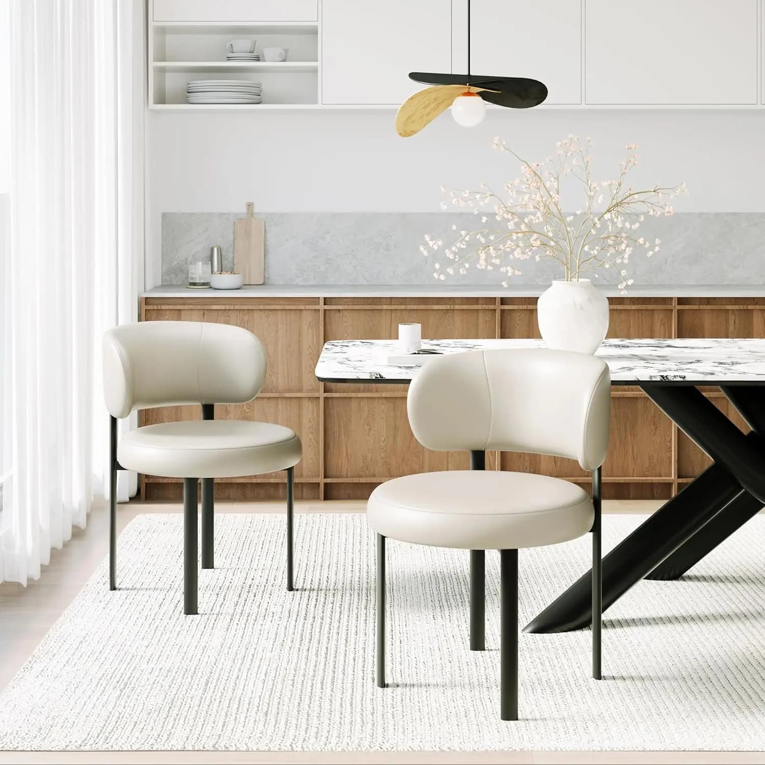 Set di 2 Sedie da Pranzo in Pelle, Sedie Imbottite in Stile Moderno Mid-Century con Gambe in Metallo, Cuscino Morbido e Personalizzabili
