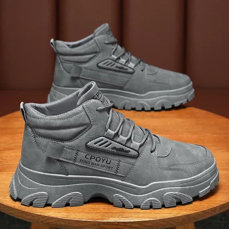 Stivali alla Caviglia da Uomo, Scarpe Primaverili Impermeabili Antiscivolo, Calzature da Lavoro e Sicurezza, Scarpe da Trekking con Rialzo per Esterni