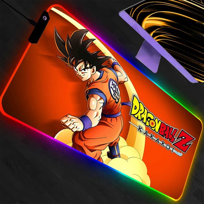 Tappetino per mouse da gioco grande RGB Dragon Ball DBZ Anime PC Computer Gamer Tappetino da scrivania Retroilluminazione XXL Laptop Tappetino per mouse LED Retroilluminazione