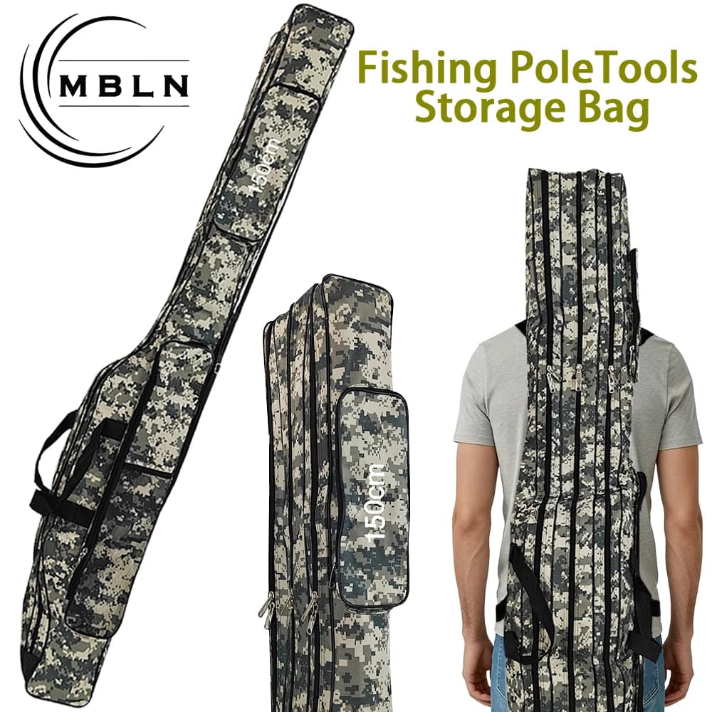 MBLN Folding Fishing Bag Backpack for Equipment Fishing bag in thickened fabric 1000D Toolbox for baits with 3 layers 150 cm