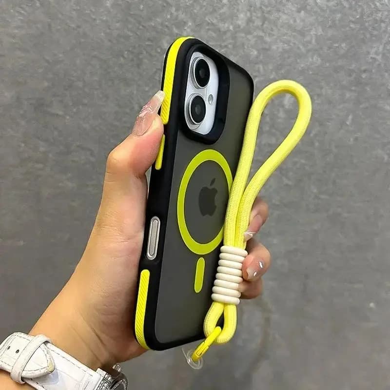 Custodia per telefono opaca di lusso con cordino Magsafe per iPhone 16 15 14 13 12 11 Pro Max 16 15 14 Plus Cover posteriore con paraurti magnetico