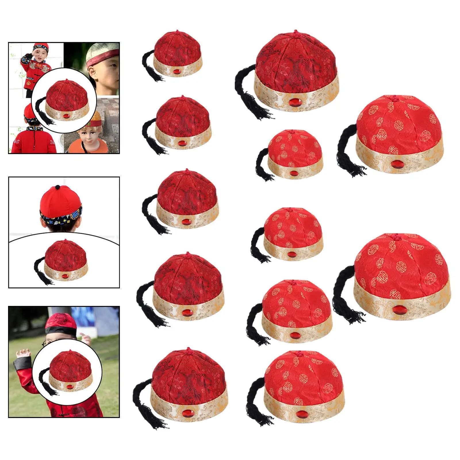 Cappello orientale cinese Cappello da padrone di casa Copricapo Cappello cinese Puntelli per spettacoli teatrali per carnevale Vestire Spettacolo cosplay Regalo di compleanno