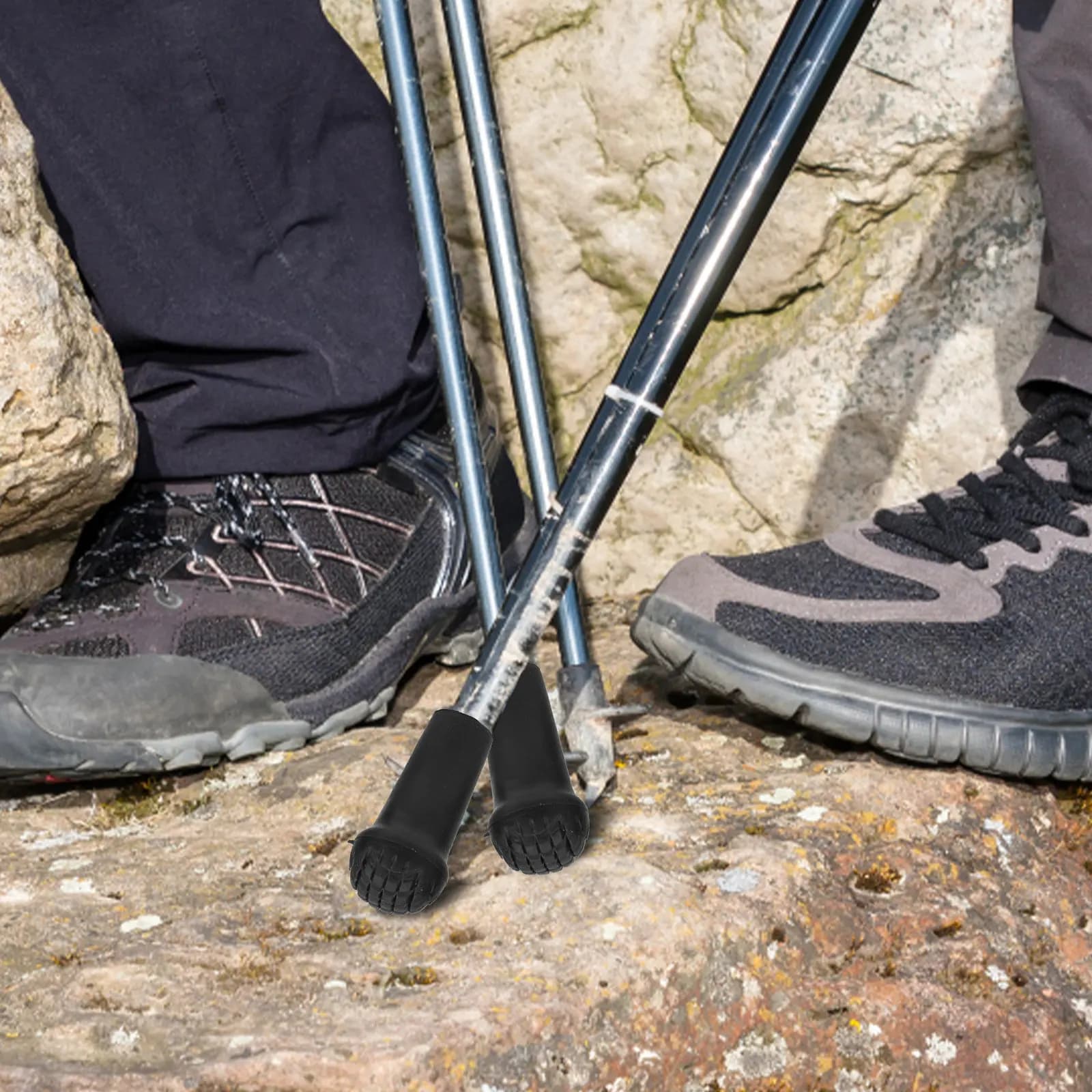8Pcs Anti-Slip Hiking Pole Tips Rubber Crutch Foot Covers Non-Slip Cane End Protectors for Trekking Camping Outdoor Safety