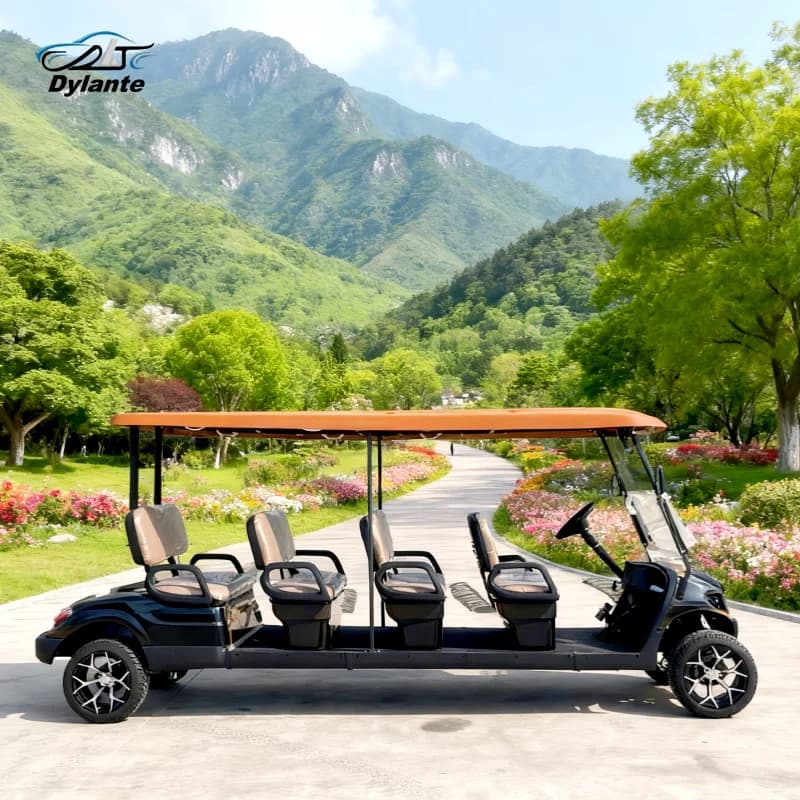 Cina Veicolo multiuso 48V 72V Carrello da golf elettrico per club 8 posti 4kw 5kw Carrello da golf per auto da caccia fuoristrada Pannello solare alimentato