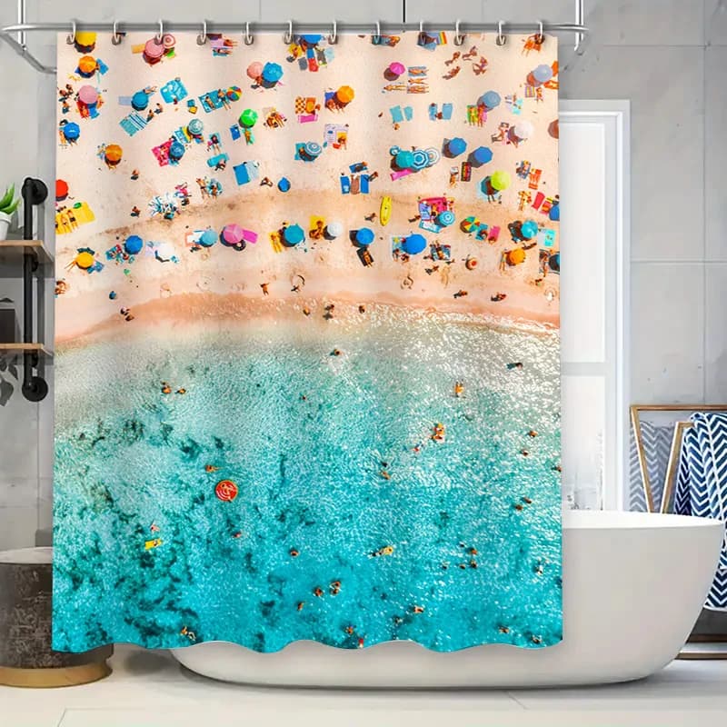 Tenda da doccia Beach Vibe Colori vivaci Disegni divertenti per l'arredamento del bagno