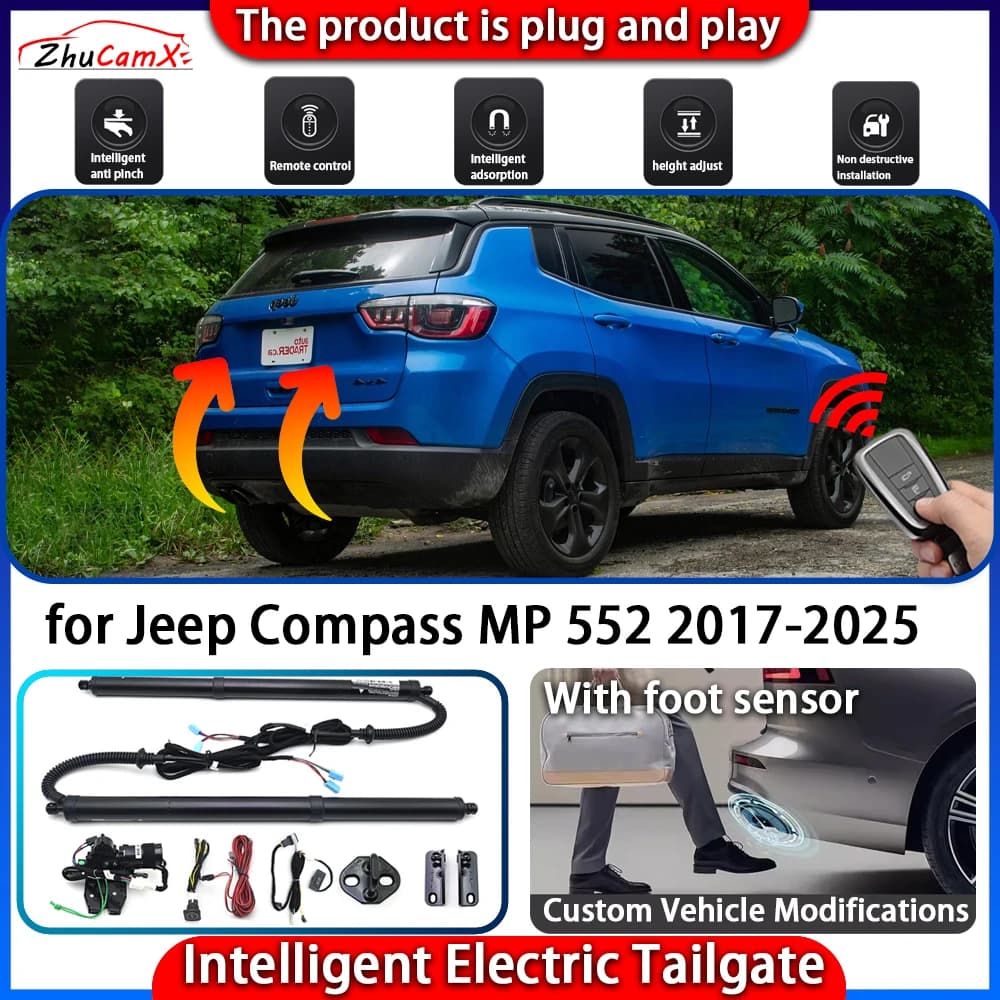 ZhuCamX Sistema portellone posteriore alimentato intelligente per Jeep Compass MP 552 2017-2025 Kit di controllo ascensore elettrico automatico intelligente