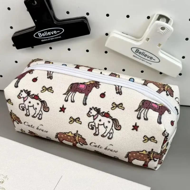 Nuovo Astuccio Portamatite a Forma di Pony, Grande Capacità, Borsa Multifunzionale per Cancelleria