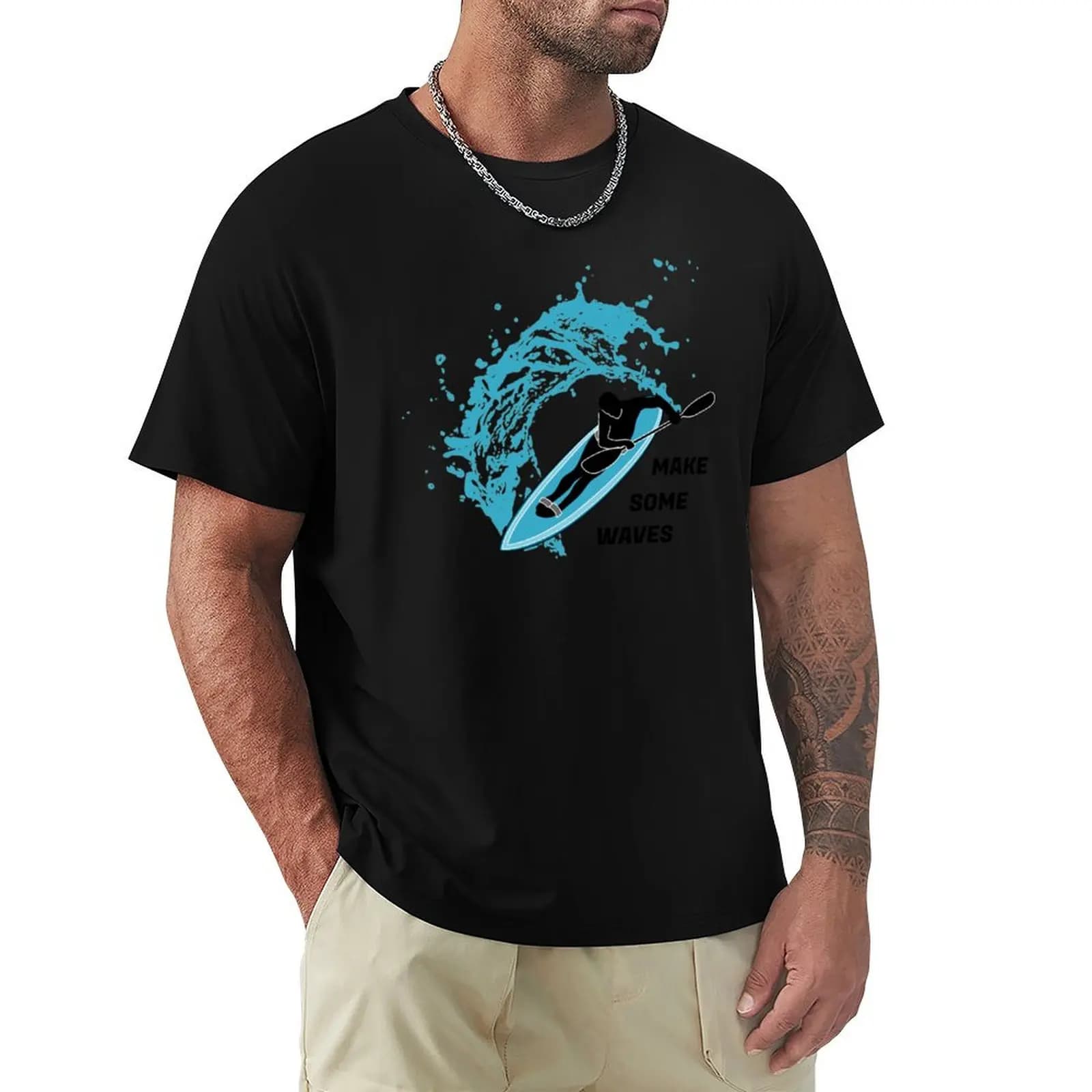 Make some waves kayak paddle ski waveski surfing silhouette T-Shirt Cool Dry Performance T-Shirt