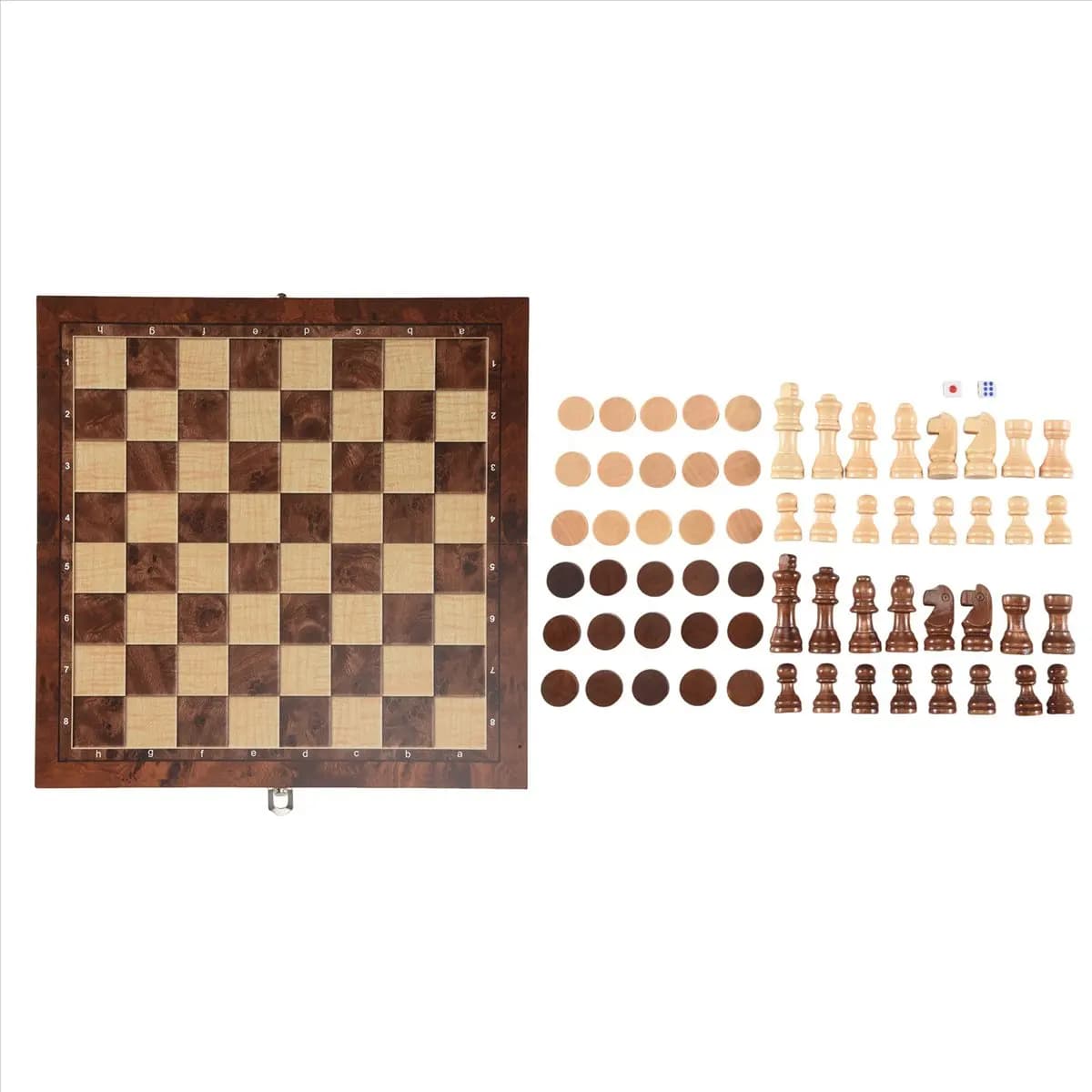 【STOCK】 Wooden International Chess Set Board Travel Games Chess Backgammon Draughts Entertainment