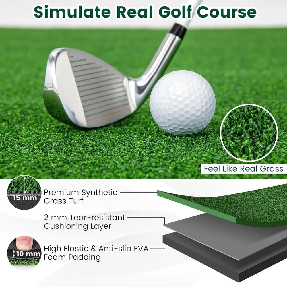 Tappetino Portatile per Pratica Golf con 2 Mazze e 2 Tee, Adatto per Allenamento Indoor e Outdoor, Disponibile in 20/25