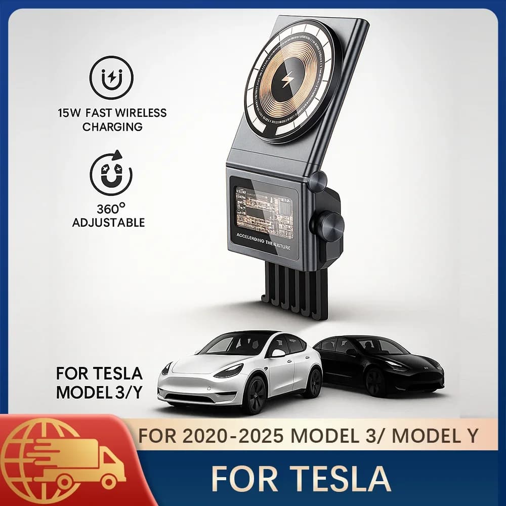 Supporto magnetico per telefono da auto per Tesla Model 3 Model Y, supporto di ricarica wireless da 15W, supporto MagSafe, supporto per caricabatterie per cellulare da auto