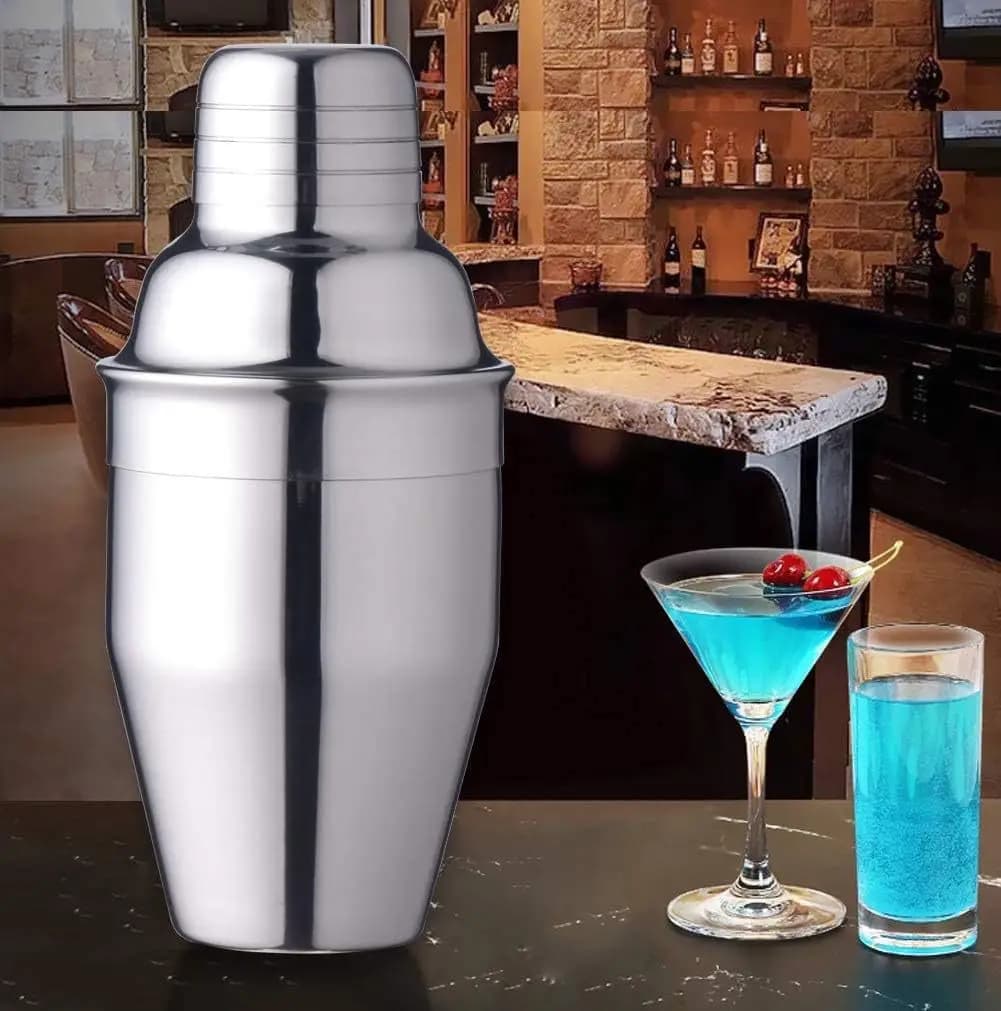 Shaker in acciaio inossidabile Shaker 350ml Strumento di miscelazione per cocktail in vetro per miscelazione a tre stadi