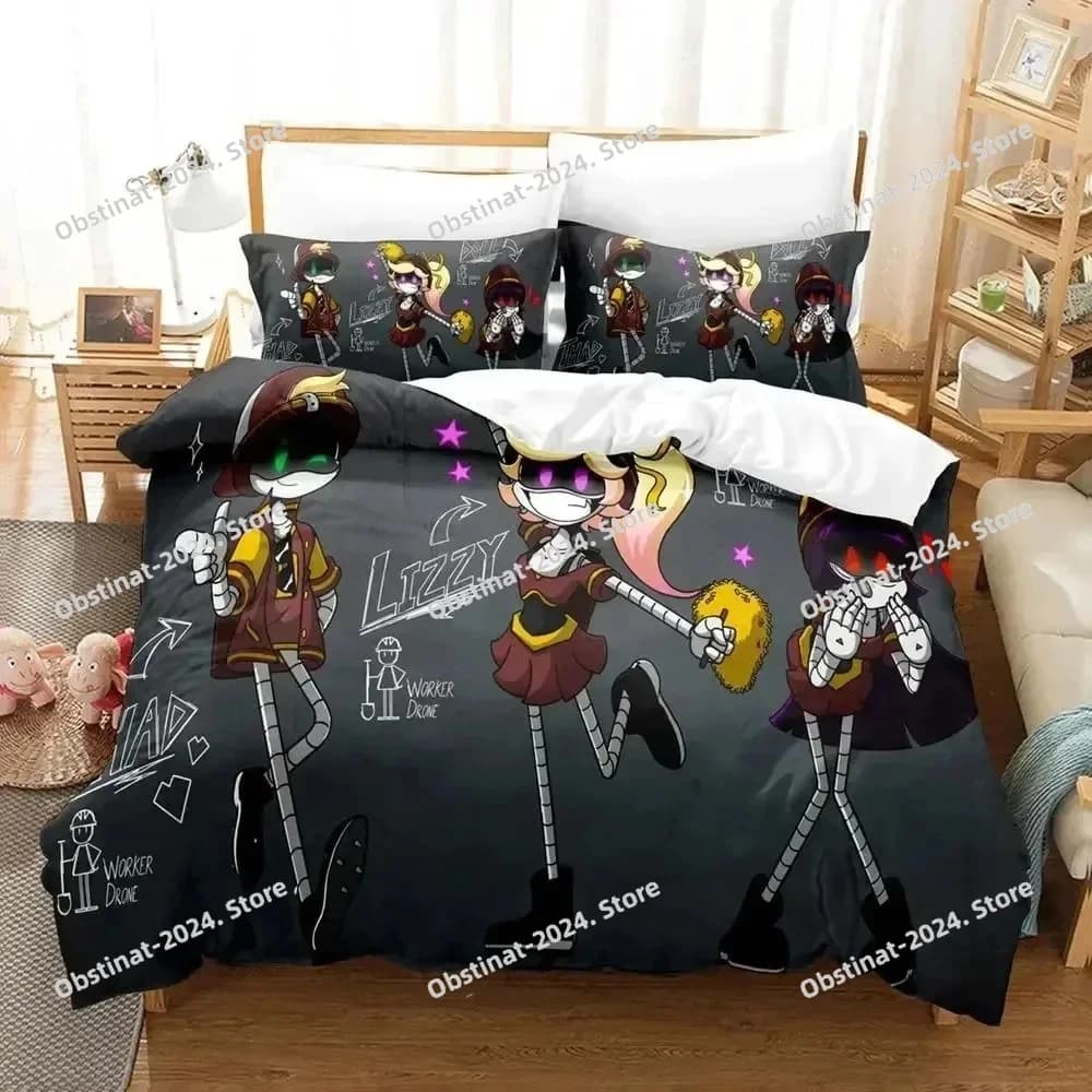 Set di Biancheria da Letto Stampato in 3D con Motivo 'Murder Drones', Copripiumino, Set Completo con Federe, Piumino, Misure King e Queen per Ragazzi e Adulti