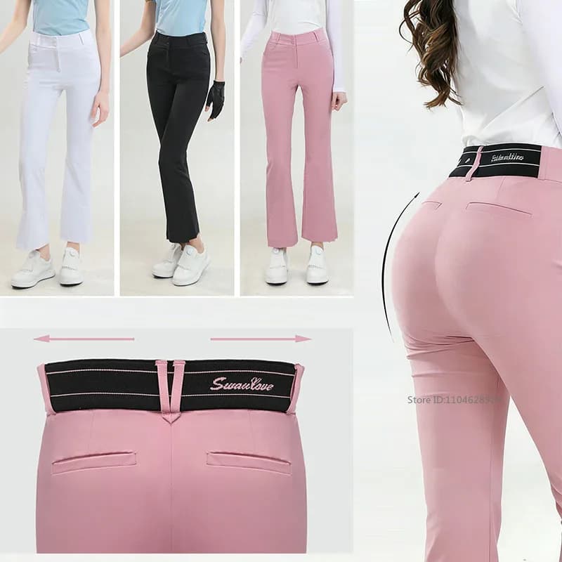 Pantaloni da Golf SG per Donna, Elastici, Estivi e Primaverili, Pantaloni da Tennis a Rapida Asciugatura, Slim Fit, Traspiranti, con Spacchetti Laterali