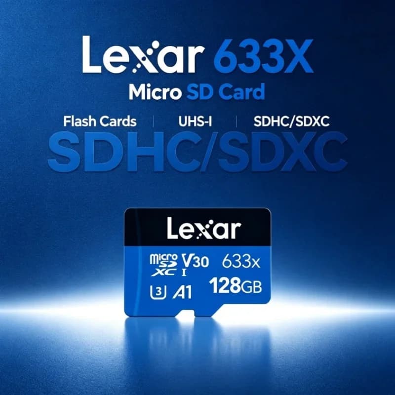 Lexar 633X Memory Card Micro SD Card Class 10 A1 Blue UHS-I SDHC SDXC Flash Cards TF Cards 128GB 256GB for Camcorder