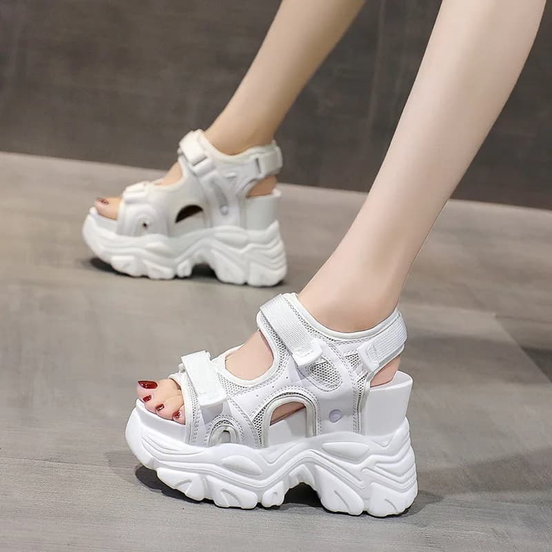 Women's Velcro Sandals Summer New Fashion Casual Platform Thick-Soled Height-Boosting Sports Style Sandals