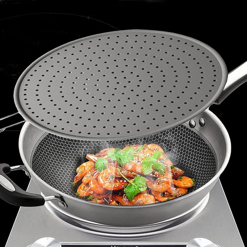 1Pc schermo Splatter da cucina in Silicone con manico resistente al calore protezione antispruzzo olio coperchio del pannello di scarico coperchio della padella da cucina