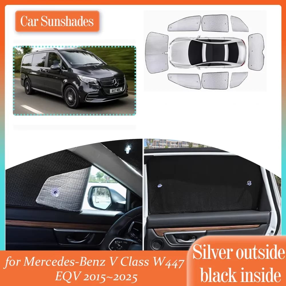 Auto Parasole per Mercedes-Benz Classe V W447 EQV 2015 ~ 2025 Finestre Visiera Parasole Parabrezza Tenda Copertura Tetto Apribile Pad Parte Accessorie