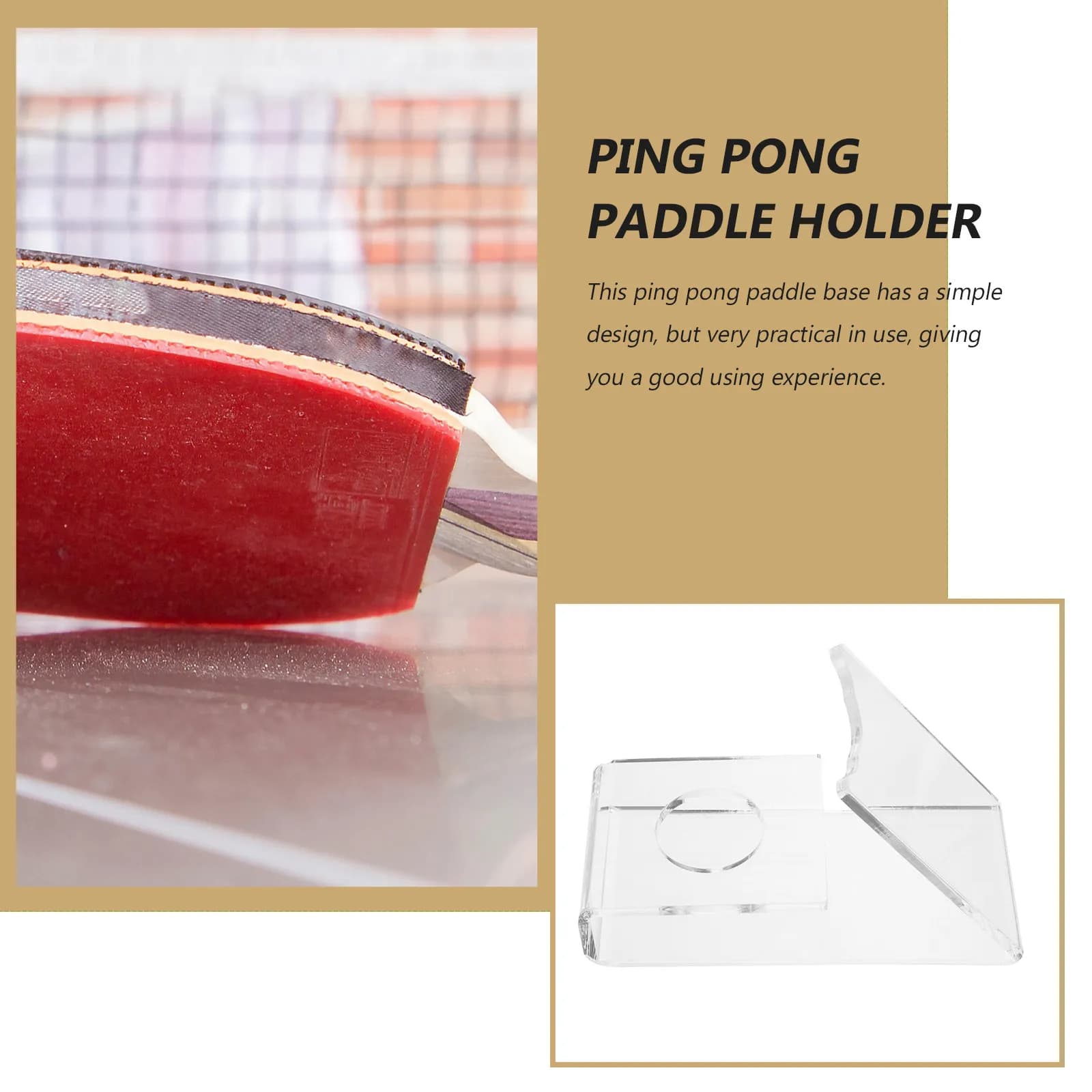 Ping Pong Rack Support in Acrylic, Table Tennis Rack Holder with Transparent Base for Organization and Exhibition on Desk