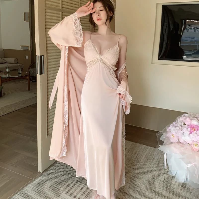 Set Vestaglia e Kimono in Pizzo Twinset da Donna, Abito da Notte in Raso Setoso Primavera Estate, Pigiameria e Abbigliamento per la Casa