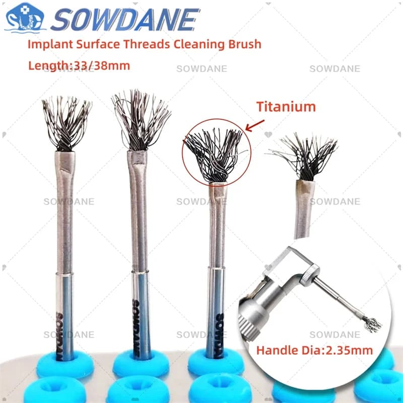 Peri-implantitis plant surface wire cleaning brush for dental loss High quality autoclavable titanium brush