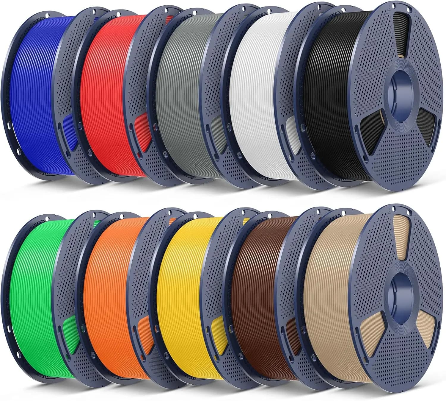 Confezione di Filamenti per Stampante 3D da 10KG, 10 Colori, 1kg Ciascuno, PLA+ 1.75mm ±0.02mm, Resistenti e Senza Grovigli