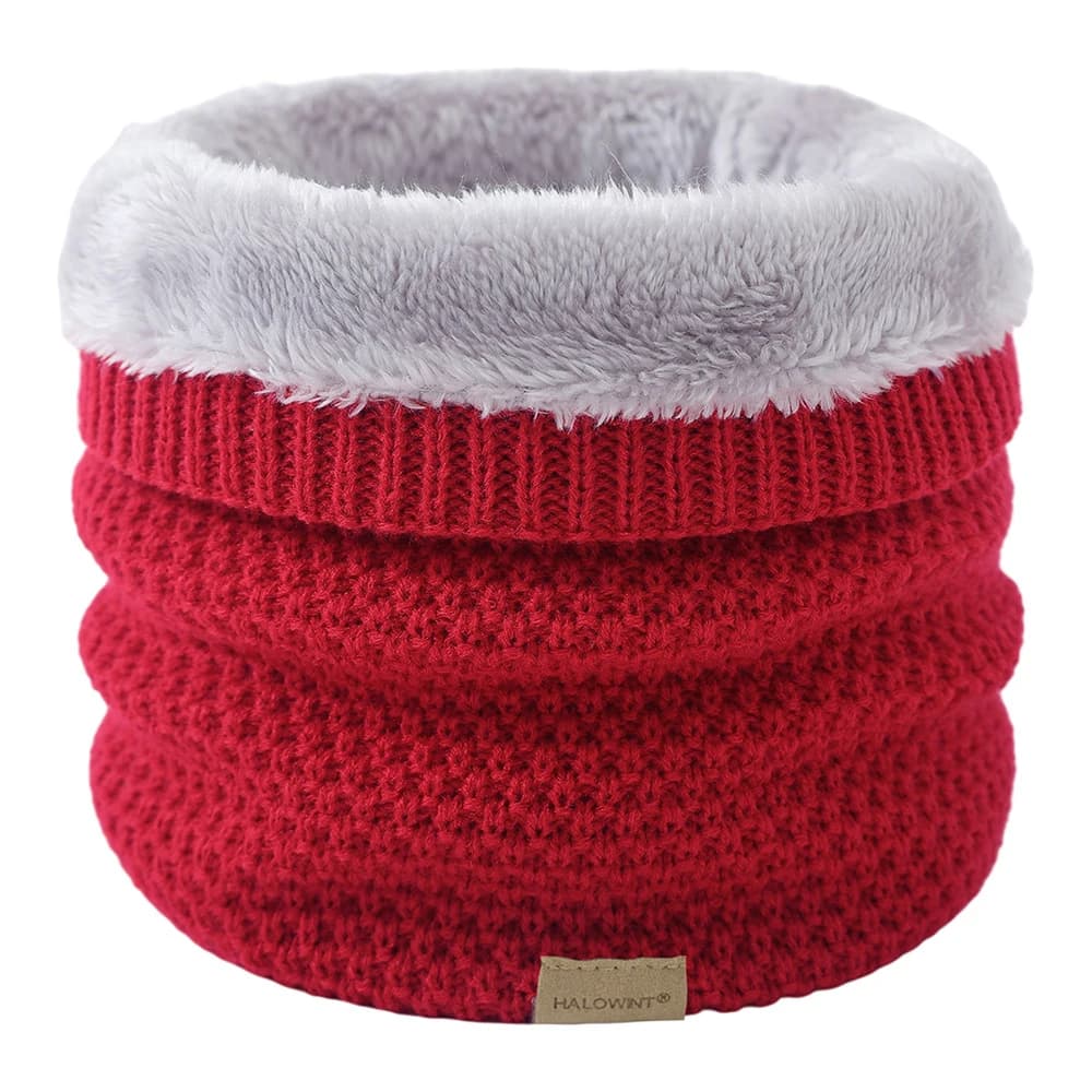 Donna uomo morbido pile lavorato a maglia scaldacollo pelliccia di lana sciarpa Snood Outdoor spessa peluche inverno caldo sciarpe pattinaggio collo sciarpe