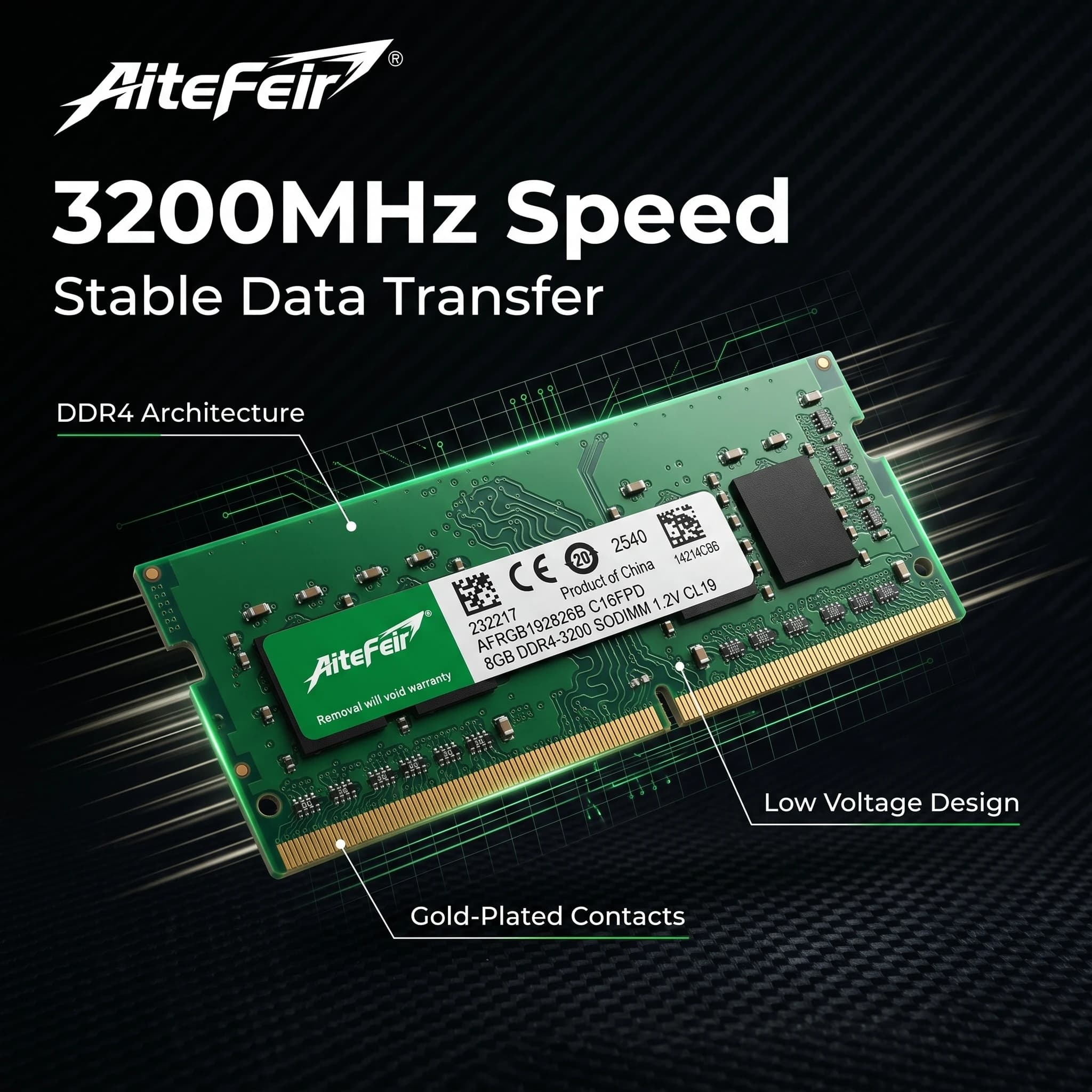 DDR4 8GB 3200MHz SODIMM Laptop Memory Module 1.2V CL19 Notebook RAM for Laptop Upgrade AiteFeir