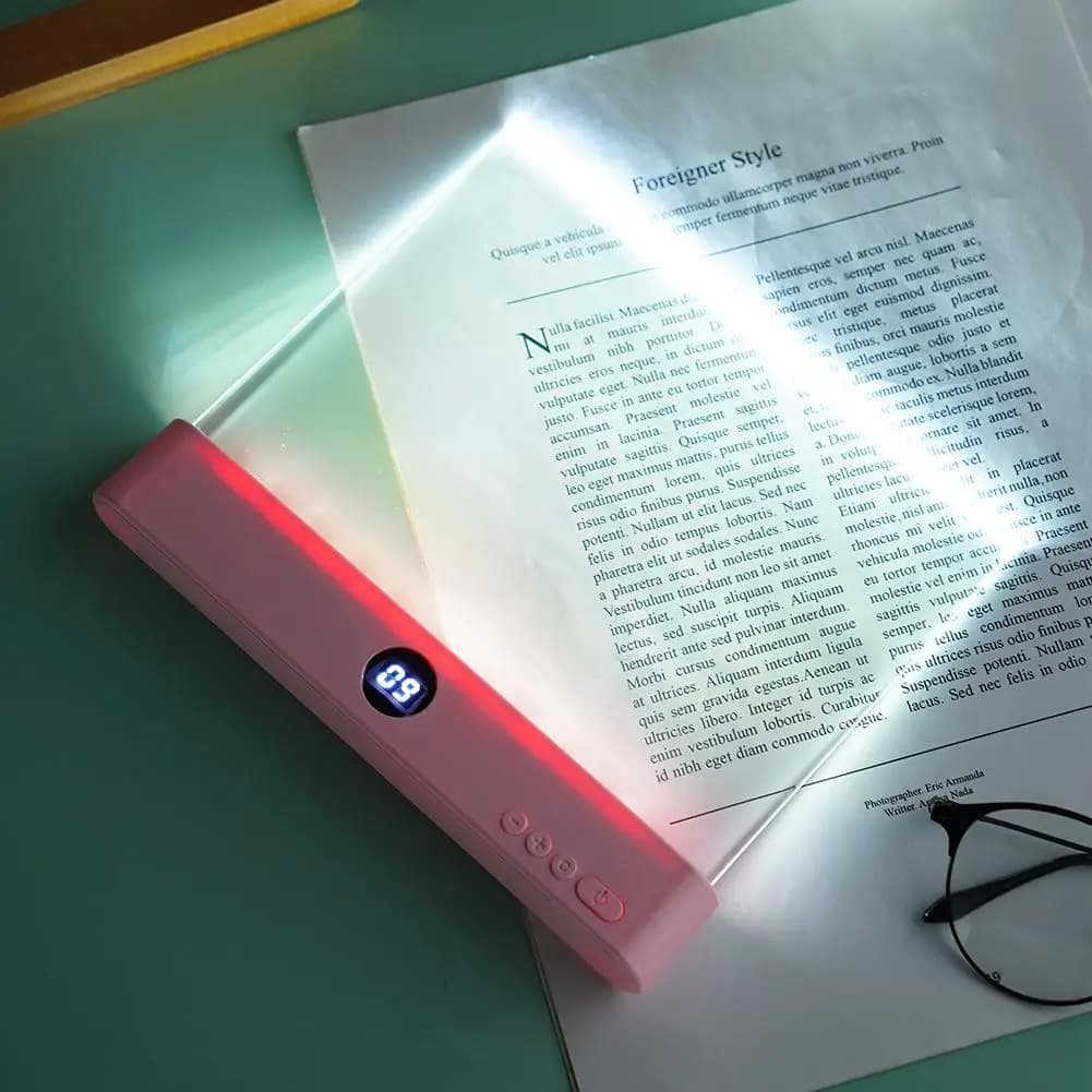 Lampada da Lettura LED a Pannello Piatto Ricaricabile USB-C, Luce Notturna Portatile per Lettura e Studio a Letto