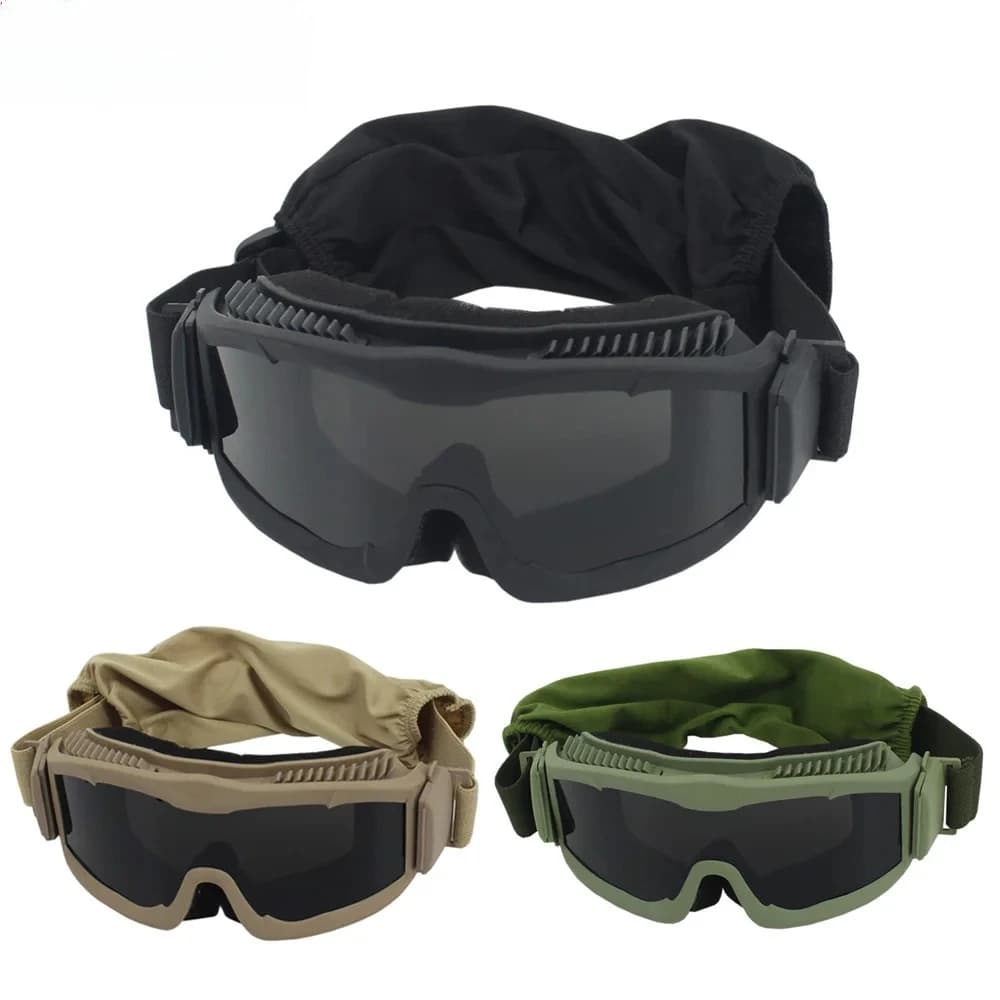 Tactical Anti Fog Goggles Outdoor CS Shooting Glasses Cycling Windproof Sandproof Ski Anti Riot Glasses