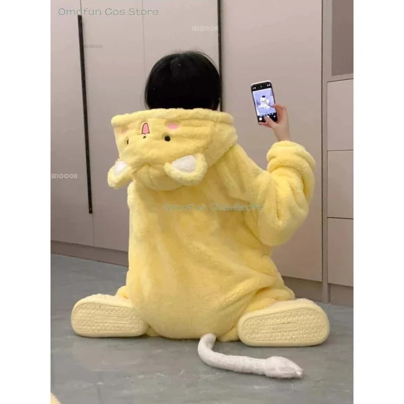 ABC123 Cardcaptor Sakura Kinomoto Kero-chan Cosplay Prodotti Anime Felpa con Cappuccio Pigiama in Peluche Costume di Halloween Tuta