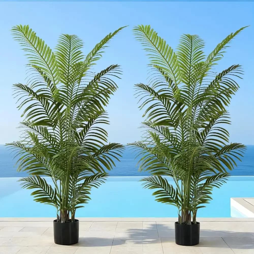 Palme Areca Artificiali Alte 1,8 Metri, Piante in Vaso (Confezione da 2), Resistenti ai Raggi UV per Uso Interno/Esterno, Decorazione Realistica per Patio