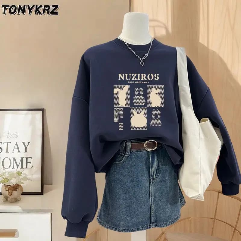 Felpa con cappuccio girocollo da donna Nuova popolare giacca con temperamento versatile e tendenza da donna