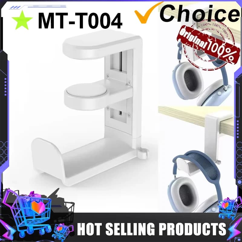 With 360° Adjustable ° Rotating Arm Clamp Desk Support Universal Brace PC Play Headphone Support Headphone Holder Headphone Holder Support for Hook