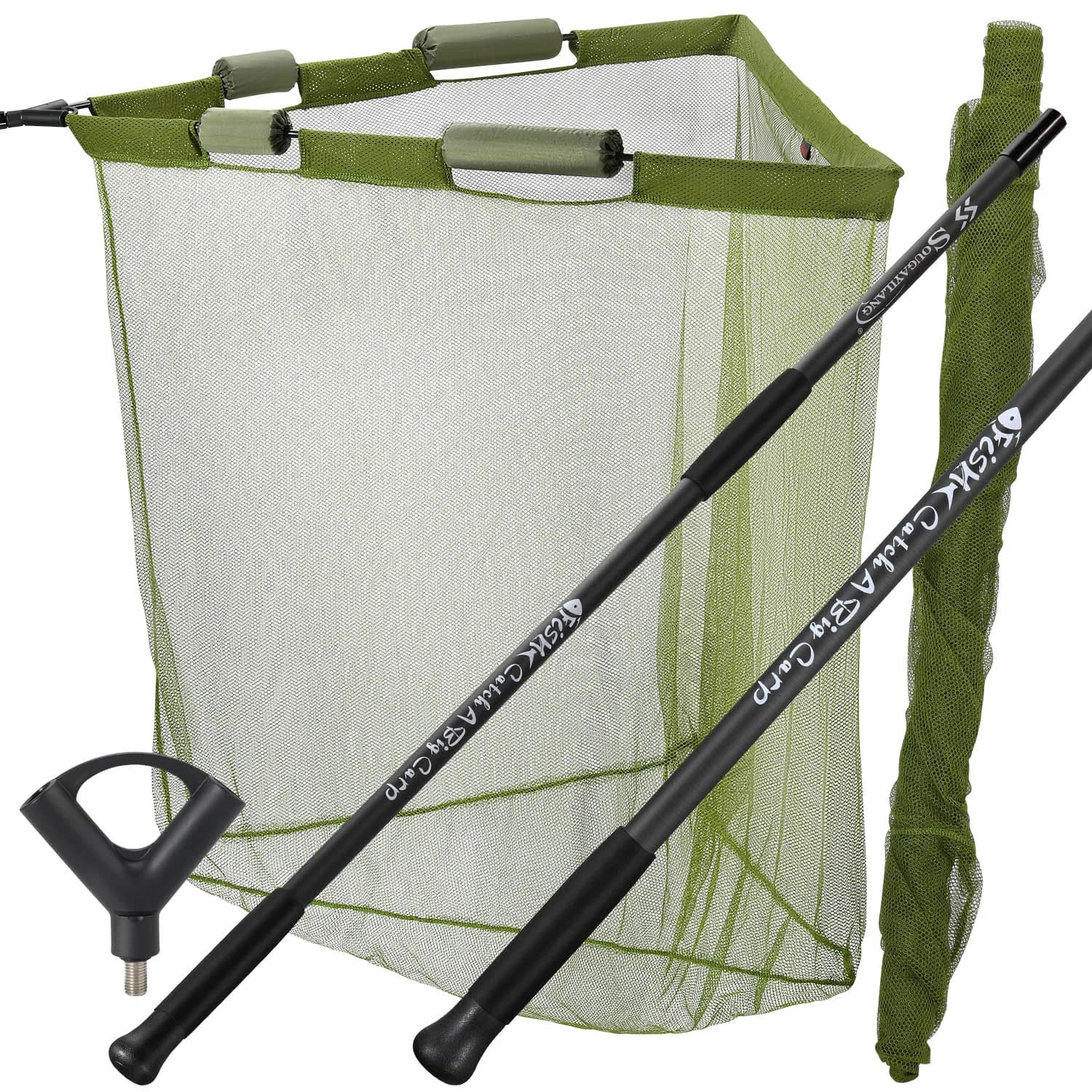 Sougayilang 212/300cm Rete da pesca per carpe, attrezzatura da pesca portatile, rete da pesca pieghevole e retrattile per la pesca di carpe e trote