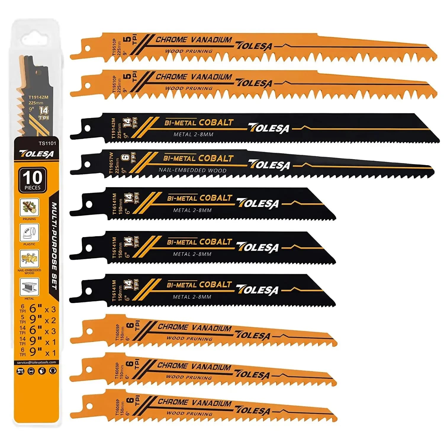 TOLESA 10PCS alternative bi-metallic saw blades for wood pruning PVC cutting heavy metal cutting metal sheet metal plate for window doors