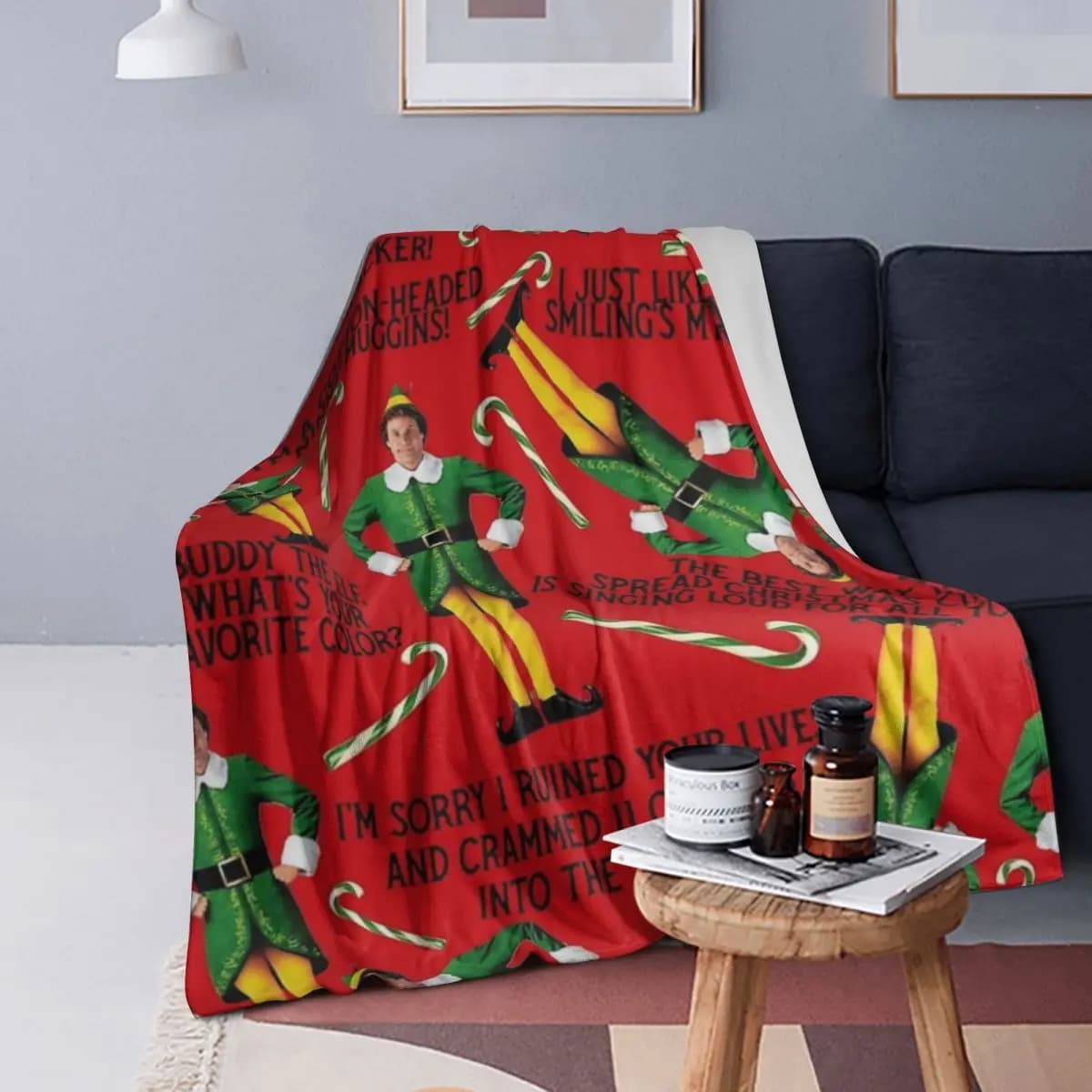 Coperta con stampa Buddy The Elf, morbida e calda coperta in flanella, per letto, soggiorno, picnic, viaggio, divano di casa