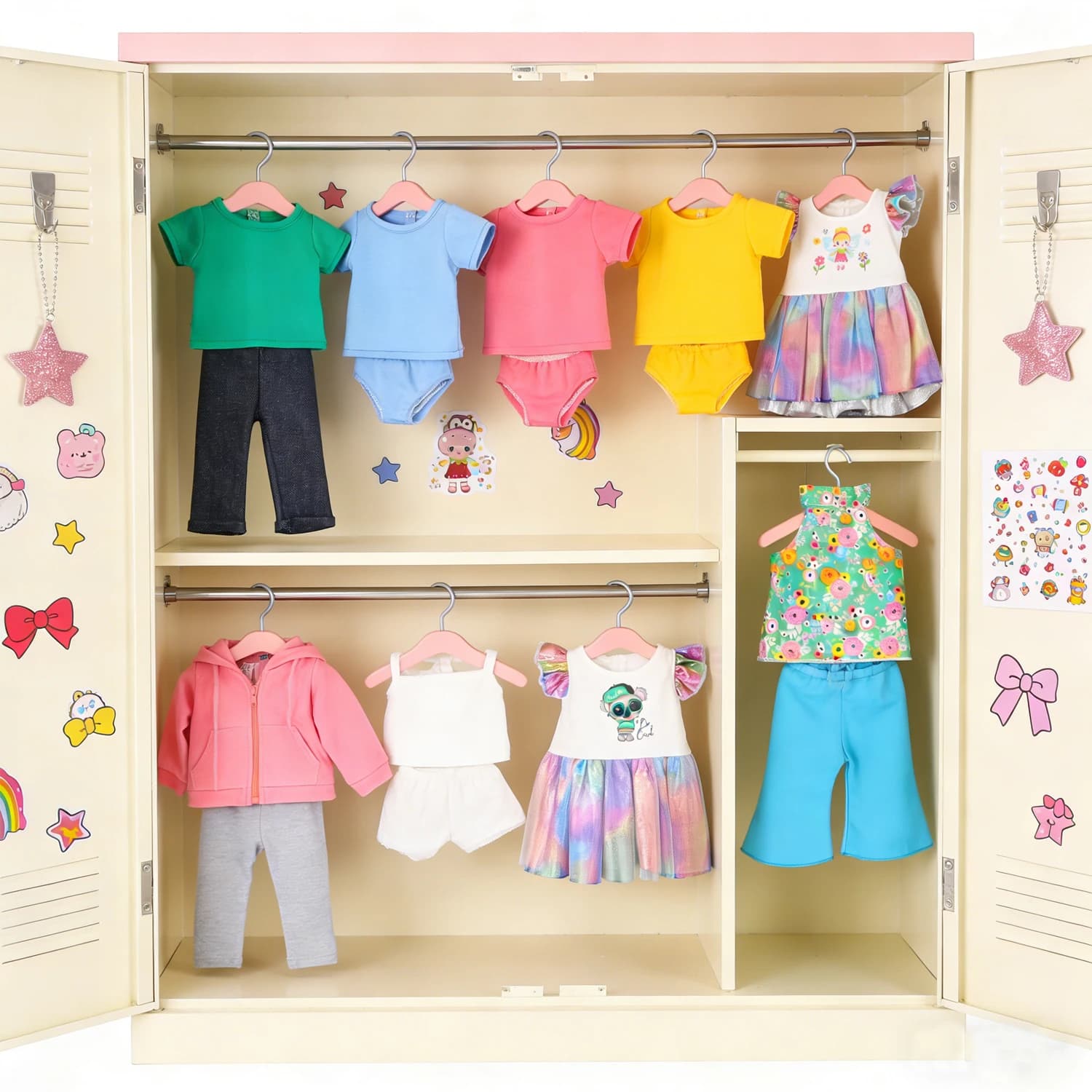 Vestiti per bambole americane da 18 pollici, maglietta carina + biancheria intima, giacca con cappuccio, vestito colorato, pigiama per bambole neonato e bambina da 43 cm.