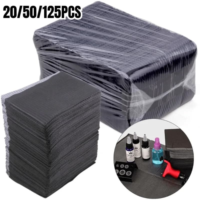 20/50/125PCS Black Tattoo Table Cover Use And Drop Sheet Fabric Waterproof Macchie Cleaning Table Zerbino