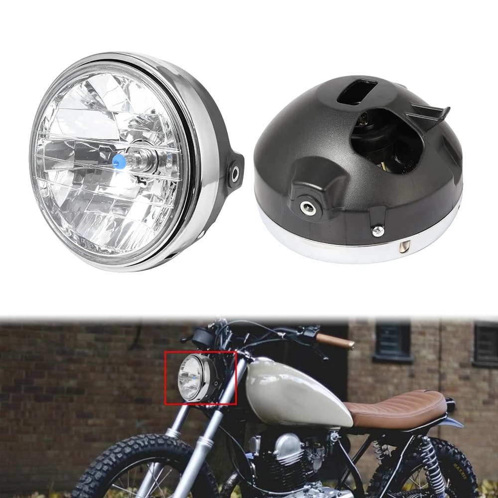 7 Inch 35W New Yellow Glass Clear Lens Beam Motorcycle Headlight Round LED HeadLamp for Wasps 600 900 CB400 / 900